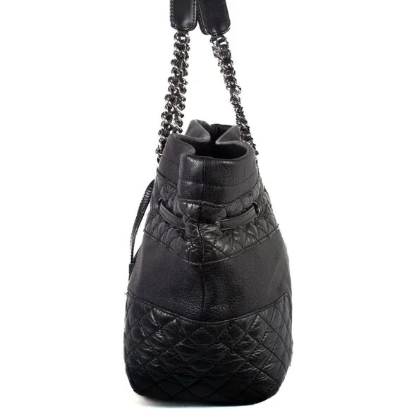 Authentic Chanel Matelasse Haraco Black Chain Shoulder Tote Bag - Picture 2 of 10